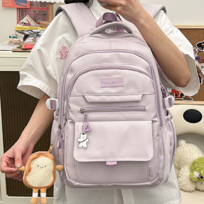 书包初中女生大容量校园多层高中大学生轻便小学生双肩包简约背包