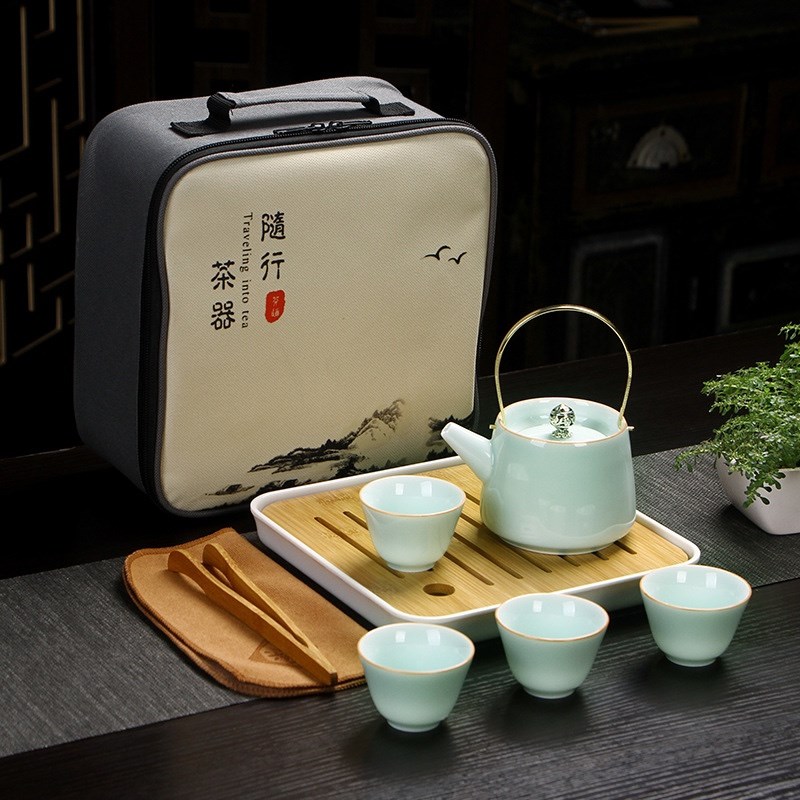 淄博博山陶瓷琉璃大观园旅行茶具套组旅行装可携式茶具图片