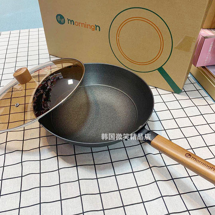 韩国进口铁锅铸铁炒锅燃气电磁炉老式通用无涂层不沾锅30CM不沾锅