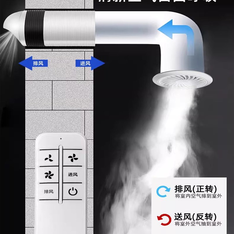 穿墙一体式管道排气扇家用卫生间强力静音换气抽风机双向进风排风图片