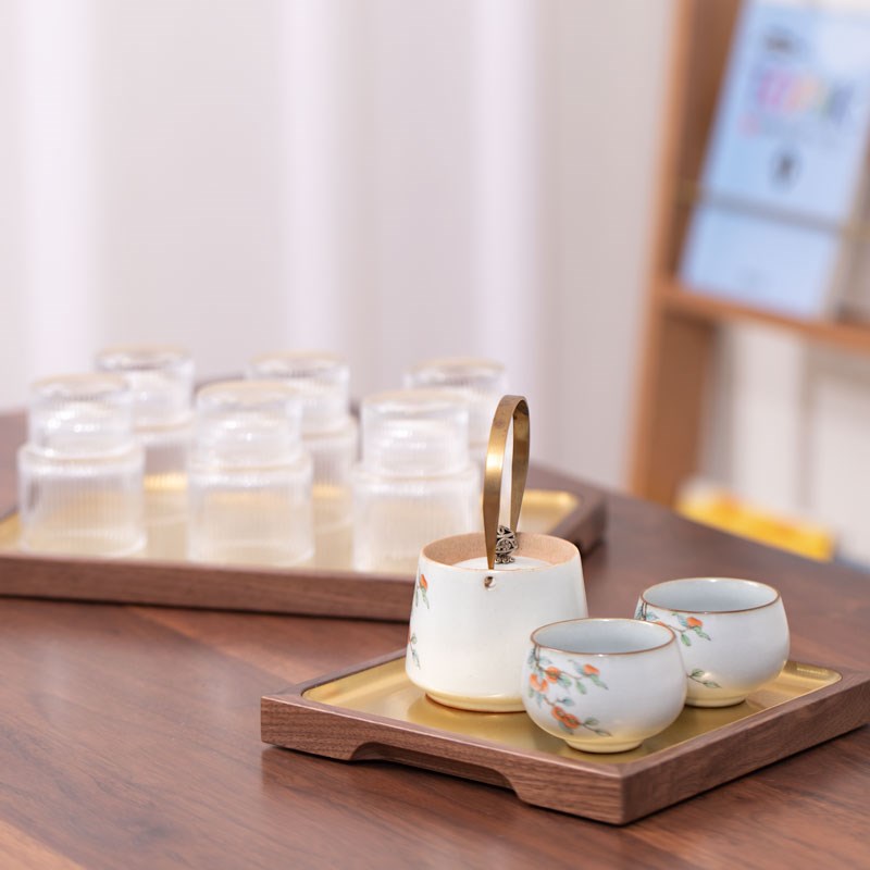黑胡桃木家用长方形茶水杯托盘水果沥水盘客厅茶几创意早餐糕点盘
