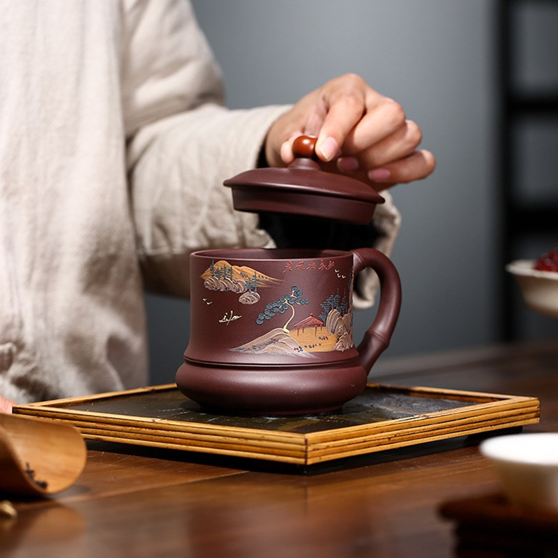 宜兴紫砂杯盖杯原矿手工带盖紫砂泡茶杯家用大杯子男女士大容量杯