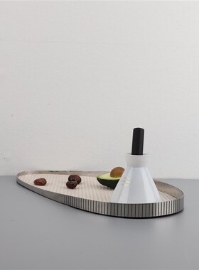 欧式轻奢金属皮革收纳托盘摆件客厅茶几样板房玄关餐厅家居装饰品