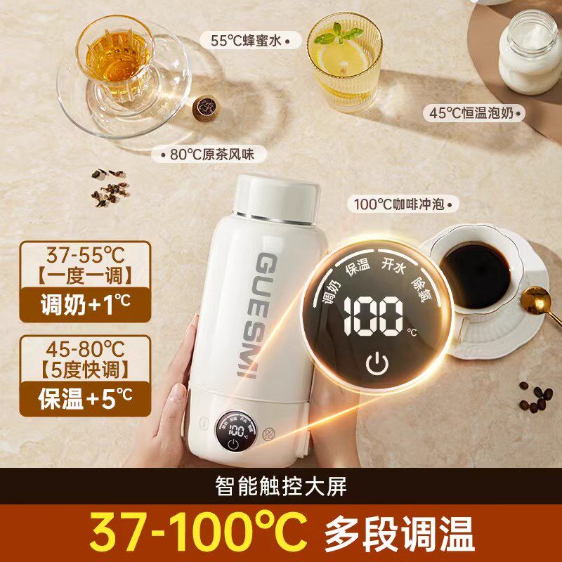 2025新款便携式烧水杯电热水壶车载旅行出差保温加热恒温杯大容量