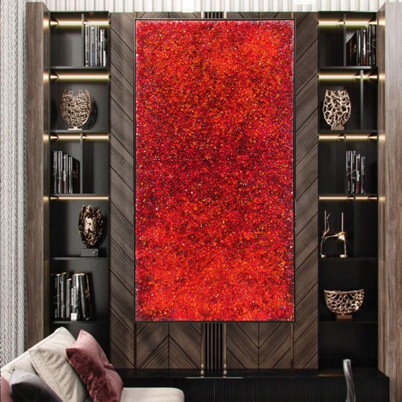 镶钻晶瓷画水晶画现代轻奢装饰画玄关3d立体壁画餐厅玄关落地挂画