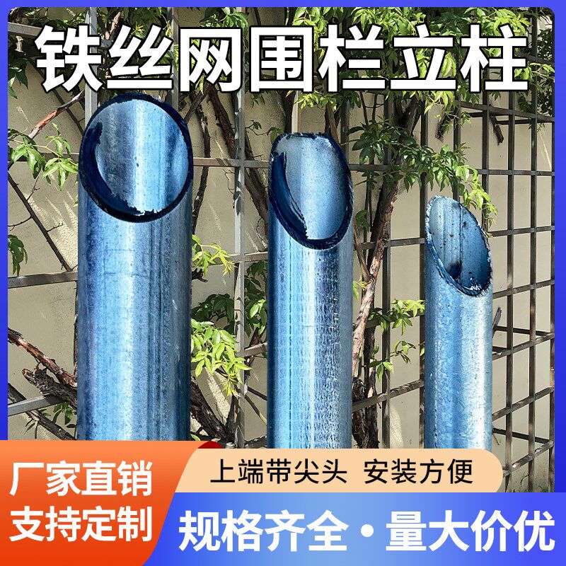 镀锌钢管方管围栏立柱杆角铁立柱围栏网塑料网菜园爬藤架尖头加厚