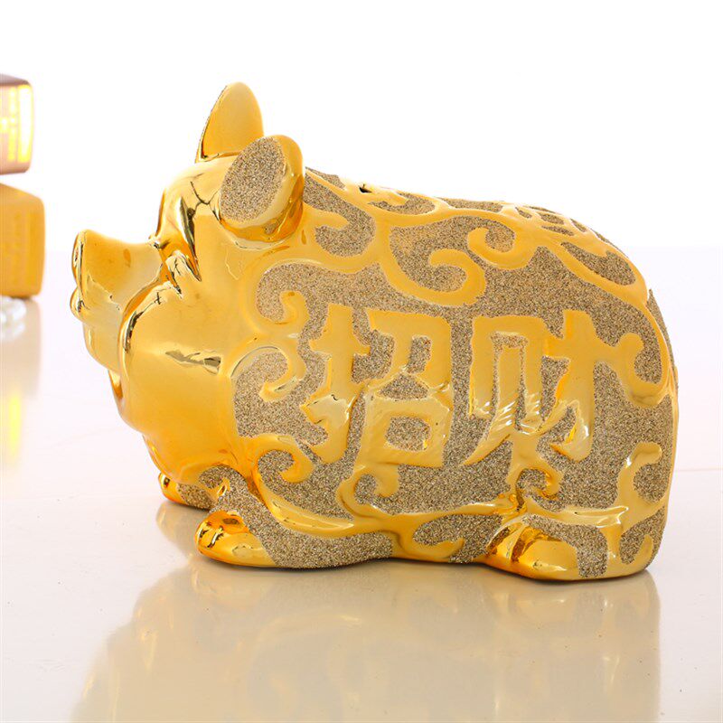 大容量金猪大号储蓄罐开业礼品金色存钱罐招财进宝玻璃砂旺财猪