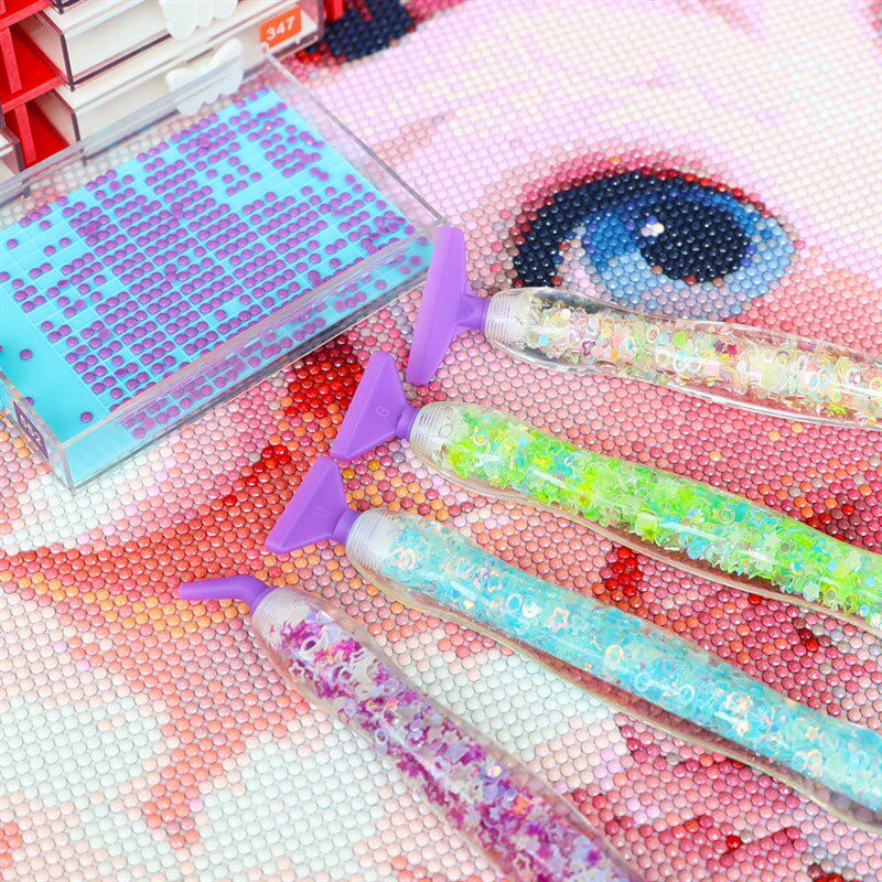 钻石画夜光新款点钻笔 塑料螺纹笔头发光点钻头DIY钻石绣工具套装