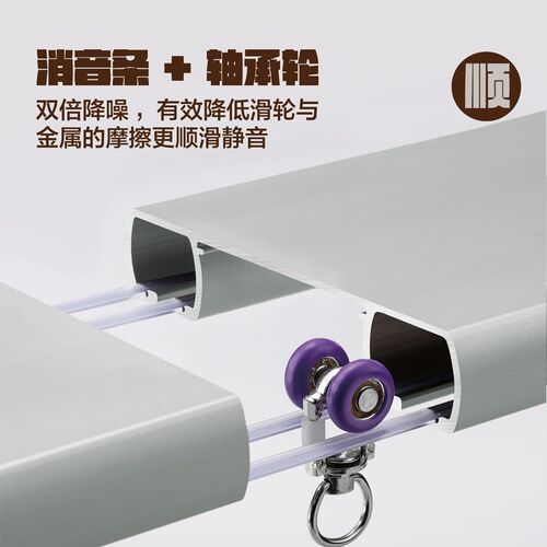 窗帘轨道双轨静音铝合金滑轨飘窗双层导轨顶装双排滑道盒子一整套