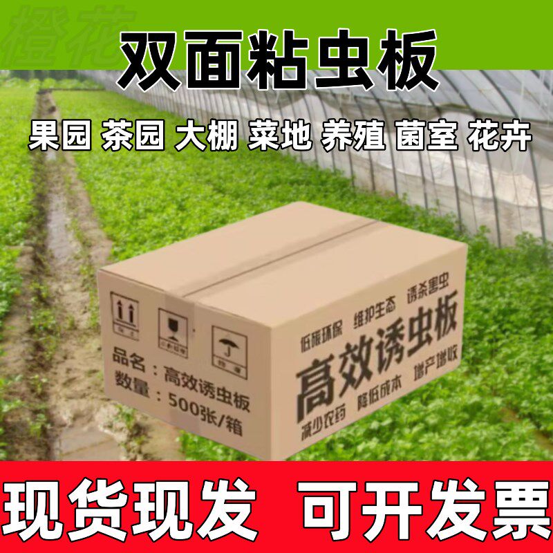 双面粘虫板强力诱虫板果园瓜地大棚菜地粘小黑飞蓟马篮板白粉虱黄