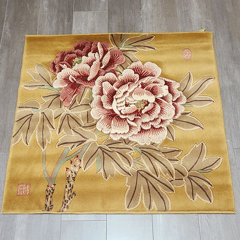 新西兰进口纯羊毛房间卧室入户门飘窗坐垫客厅牡丹挂画地毯1*1米