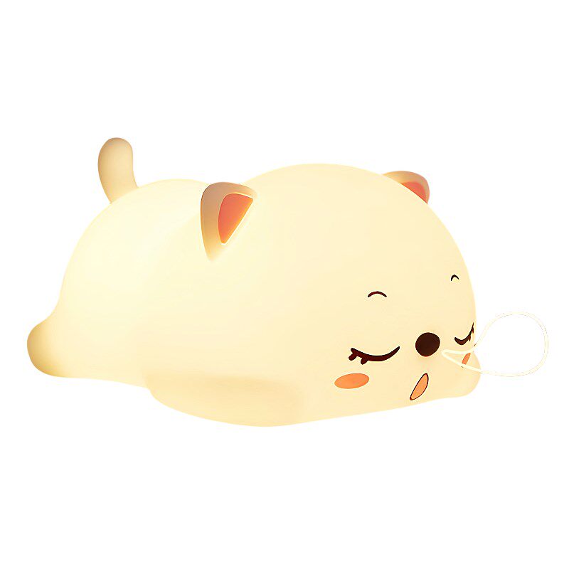 呼噜猫小夜灯矽胶拍拍灯卧室起夜伴睡usb充电款LED柔光手机架