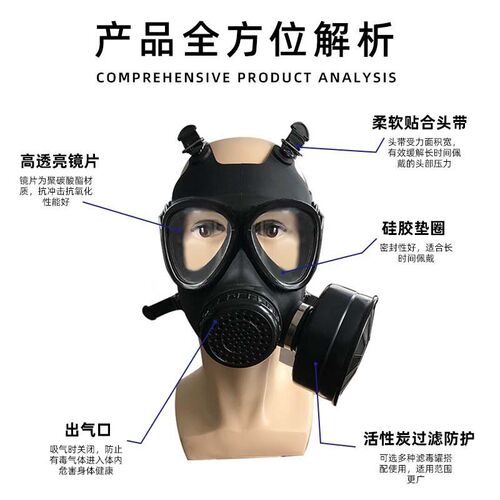 87式防化全面罩矽胶头戴过滤式防烟防毒面具05型防毒面具鬼脸