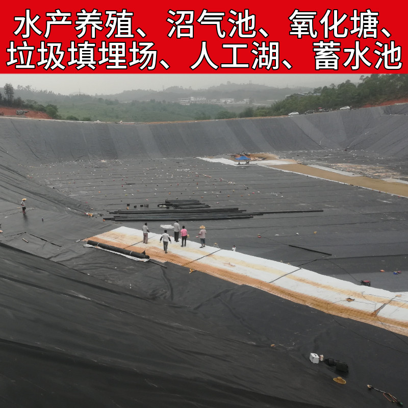 HDPE高密度聚乙烯膜鱼塘防渗膜防水布复合土工膜沼气池化粪池黑膜