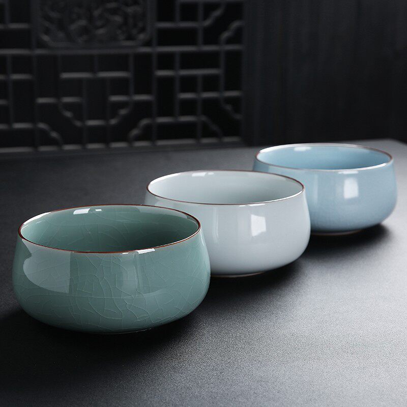 陶瓷家用茶渣缸功夫茶具茶道配件笔洗蓝色大号茶洗水杯烟灰缸水盂