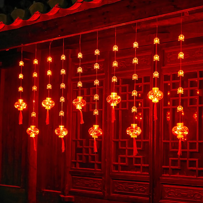 2026新年彩灯闪灯串灯福字彩灯装饰红灯笼家用春节过年窗户布置