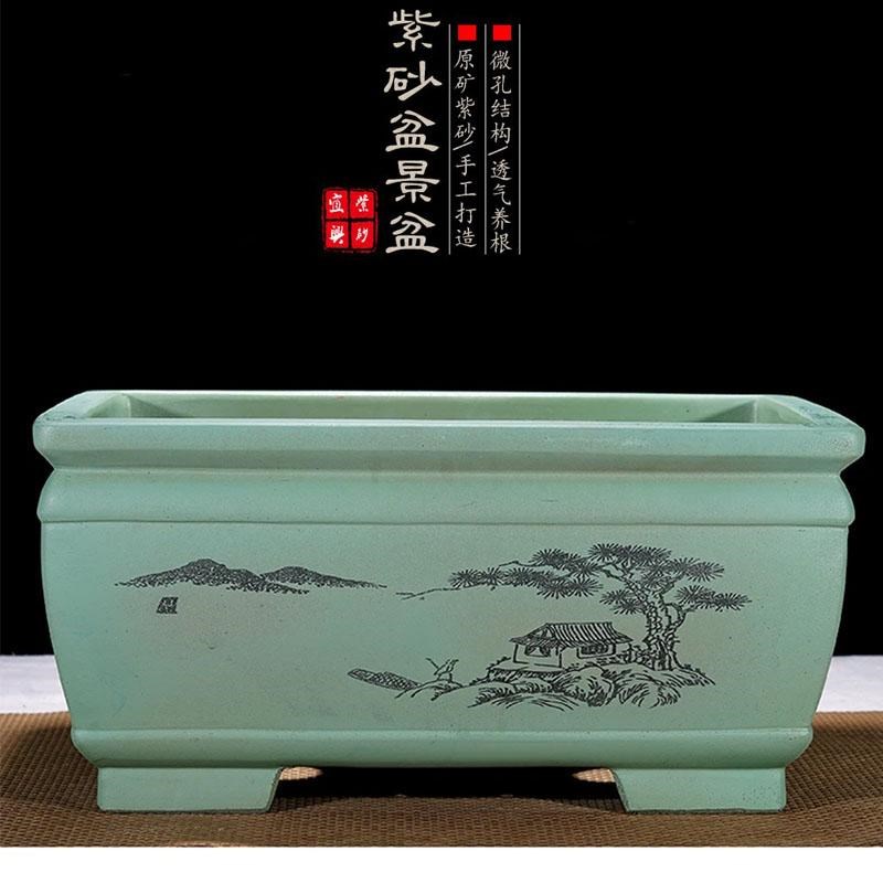 宜兴紫砂花盆长方形盆景盆黑松金弹子赤楠老桩盆室内室外种植盆景