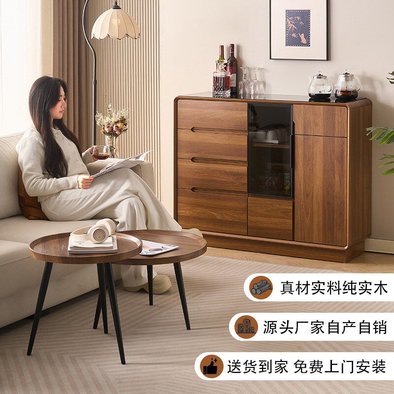 家用实木茶吧机餐边柜一体带柜饮水机客厅茶水柜2025新款轻奢现代
