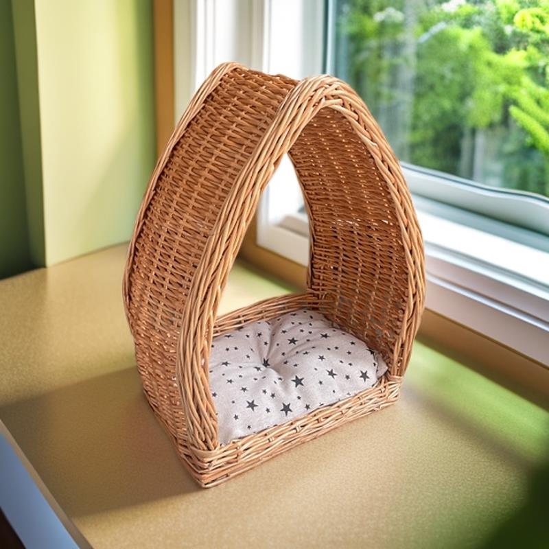 藤编猫窝网红冬季狗窝柳编猫屋猫房子别墅小型犬窝四季通用可拆洗