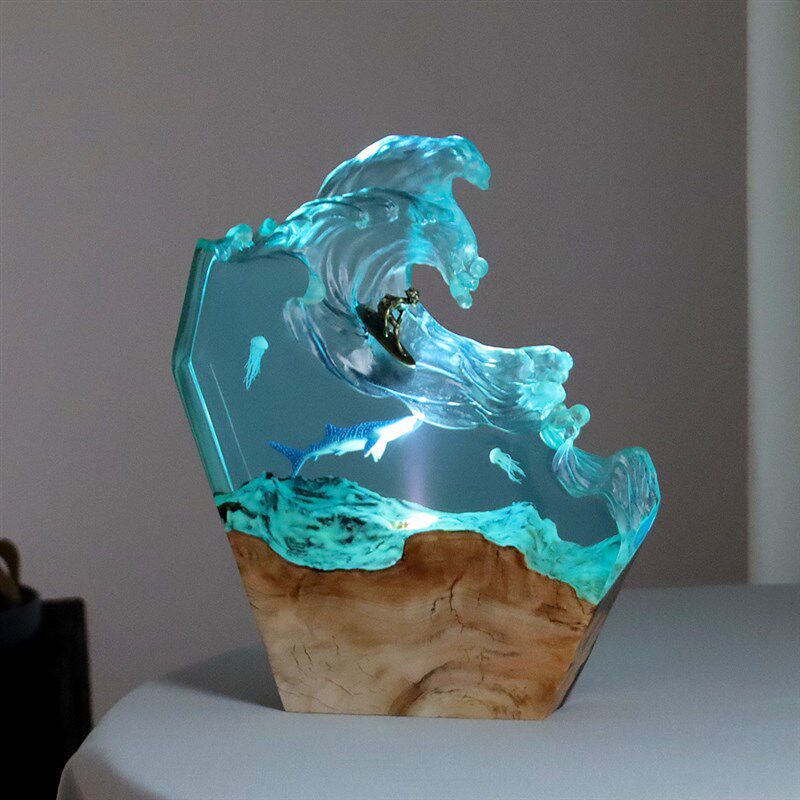 浪花硅胶模具翻糖巧克力蛋糕装饰摆件插件生日蓝色系海浪烘焙配件