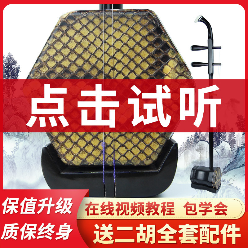 黑檀二胡初学推荐 专业紫檀二胡实木不上漆演奏级二胡