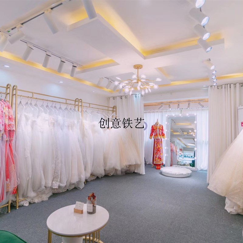 服装店婚纱吊架礼服铁艺男女装店上墙展示架衣柜悬吊式天花板悬挂