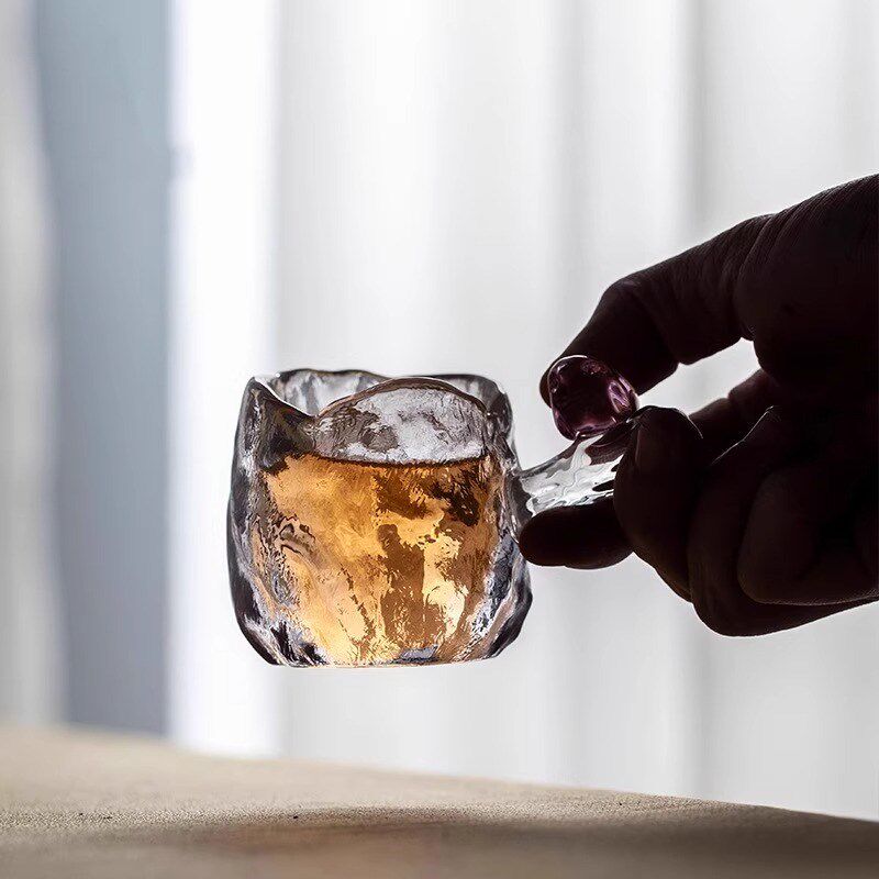 U Mi LIVING自在  杯具水晶玻璃品茗杯小鸟侧把耐热茶杯主人杯