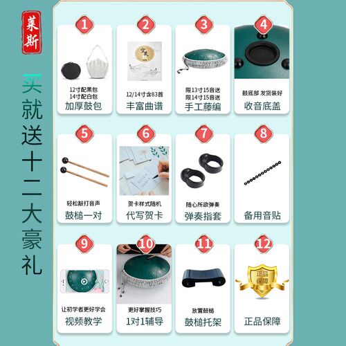 民族空灵鼓15音色空鼓钢舌鼓学生初学者乐器敲击高音鼓专业忘忧鼓