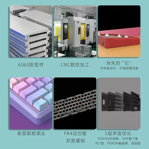 黑吉蛇AL65铝坨坨机械键盘Gasket结构客制化68配列有线游戏键盘