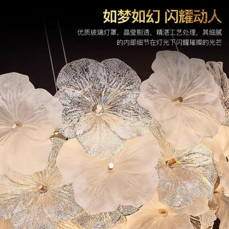 法式轻奢吊灯客厅灯现代简约新款玻璃花朵浪漫大气大厅主卧餐厅灯