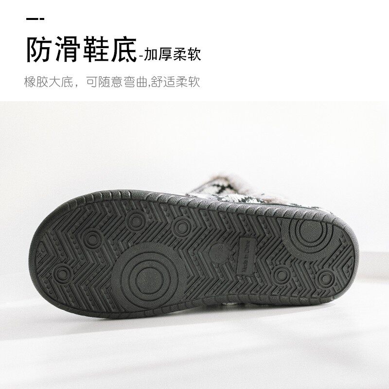 情侣棉拖鞋女秋冬季加绒高帮包跟居家用棉靴保暖厚底防滑毛毛拖鞋