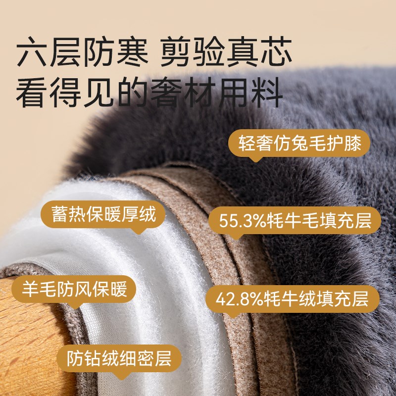 东北特厚羊毛裤女士加绒加厚护膝棉毛裤冬季男款保暖裤大码打底裤