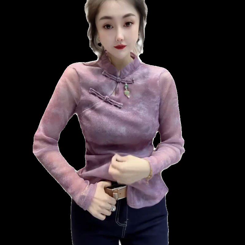 复古蕾丝衫2024年春夏季新款洋气新中式防晒设计感流苏女网纱女衫