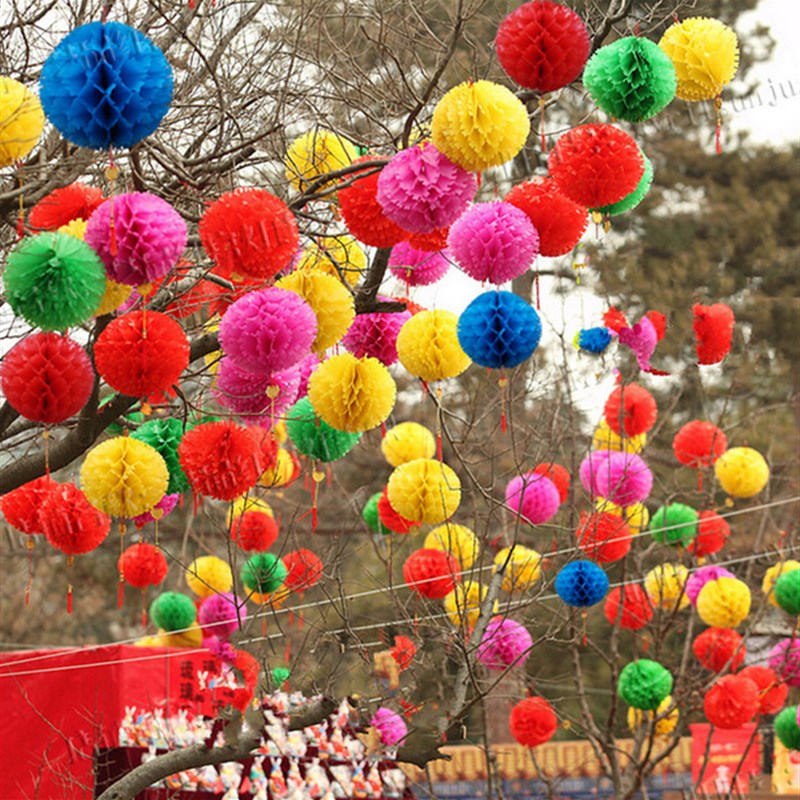 彩色刺球新年纸灯笼/防水小红纸灯笼/彩色节日装饰幼儿园挂饰吊饰图片