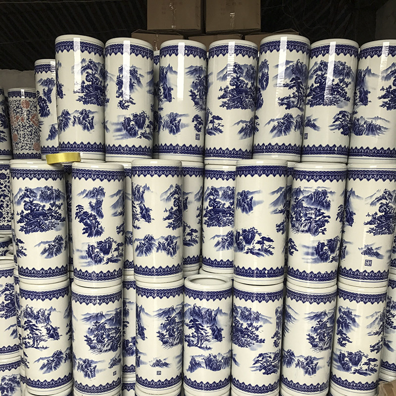 景德镇陶瓷书画卷轴字画缸瓷器青花箭筒帽筒放伞筒大花瓶客厅摆件