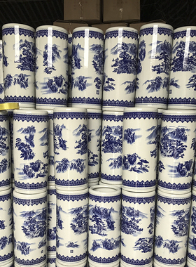 景德镇陶瓷书画卷轴字画缸瓷器青花箭筒帽筒放伞筒大花瓶客厅摆件