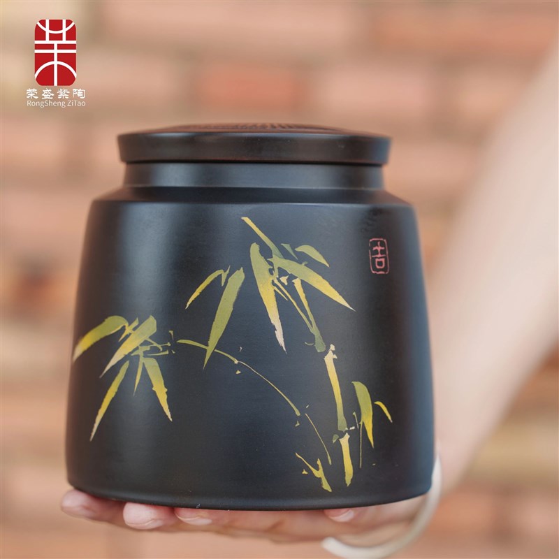 建水紫陶茶叶罐陶瓷家用密封罐斗茶罐散茶罐储存普洱茶醒茶罐迷你