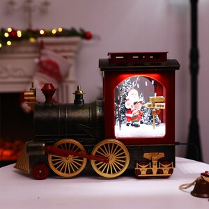 圣诞节礼物迷你小火车音乐电动飘雪灯桌面小摆件场景布置儿童礼品