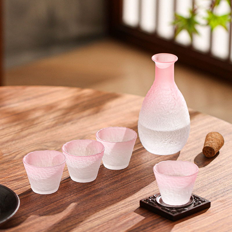 妃粉日式玻璃清酒壶酒具套装分酒器烫酒壶白酒杯果酒米酒小酒杯子