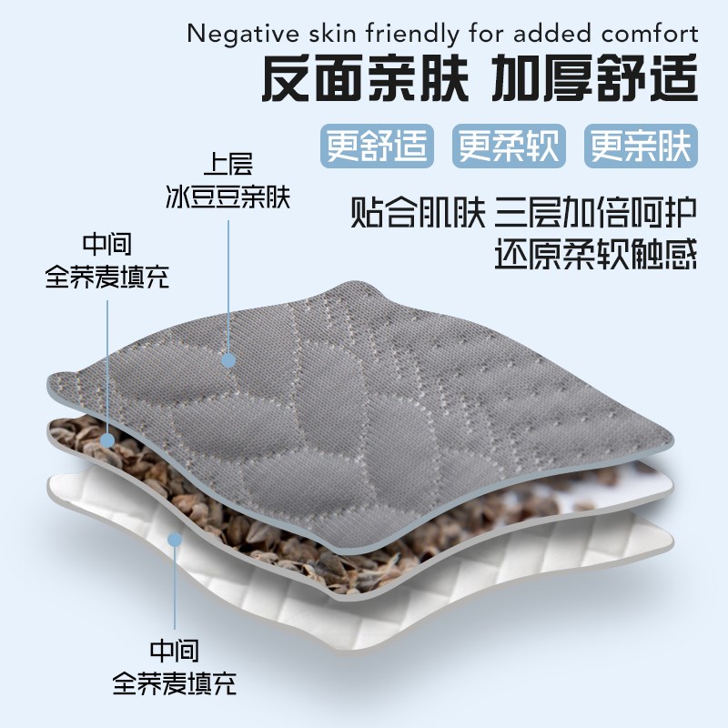 夏季凉感纯荞麦壳枕头家用宿舍硬枕芯老人助睡眠专用护颈椎一对装