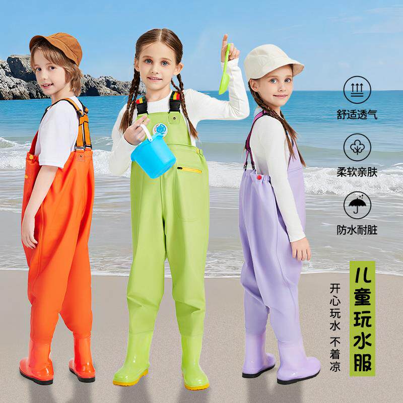 儿童玩水赶海连体裤连体衣幼儿园摸鱼防水衣服涉水全身半身水叉裤