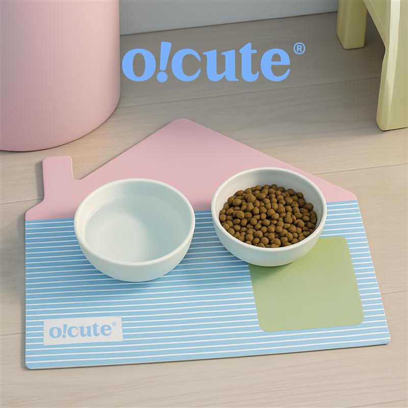 o!cute宠物餐垫多巴胺防滑大尺寸科技皮狗碗猫饭碗地垫防水易清洗