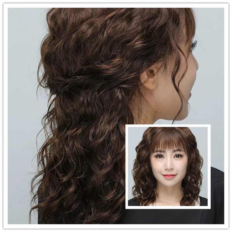 女人味假发假发真人发丝送妈妈假发女士高档假发假发羊毛卷发型