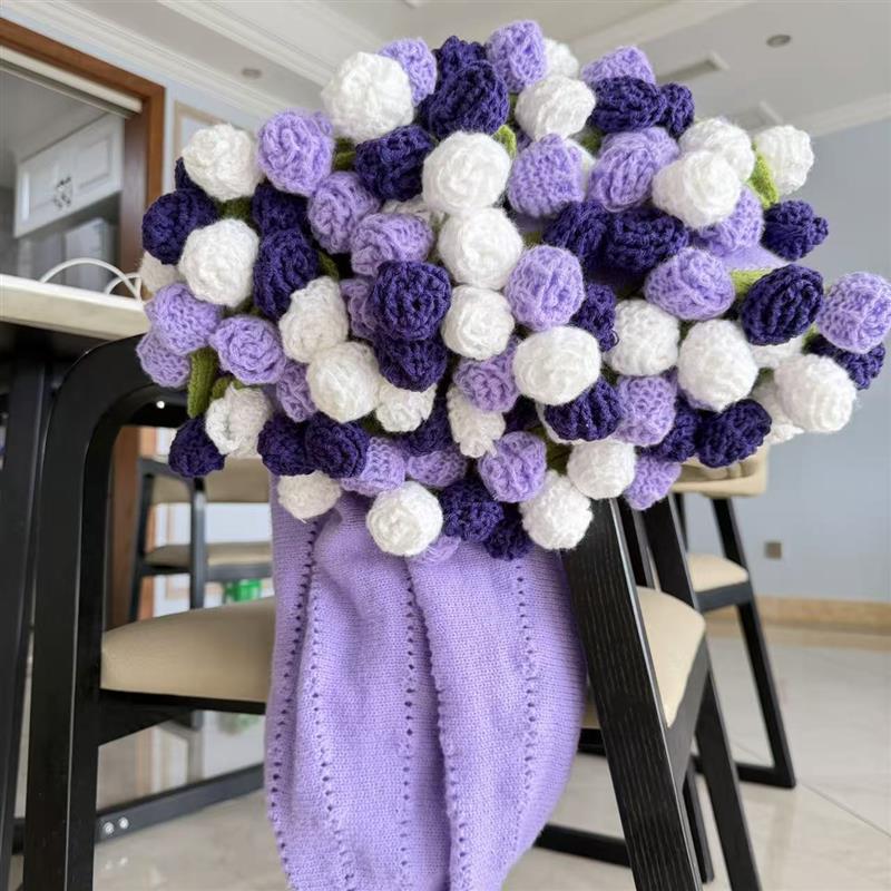 雾紫软糖 成品玫瑰花束毛毯子手工钩织生日礼物女生送闺蜜高级感