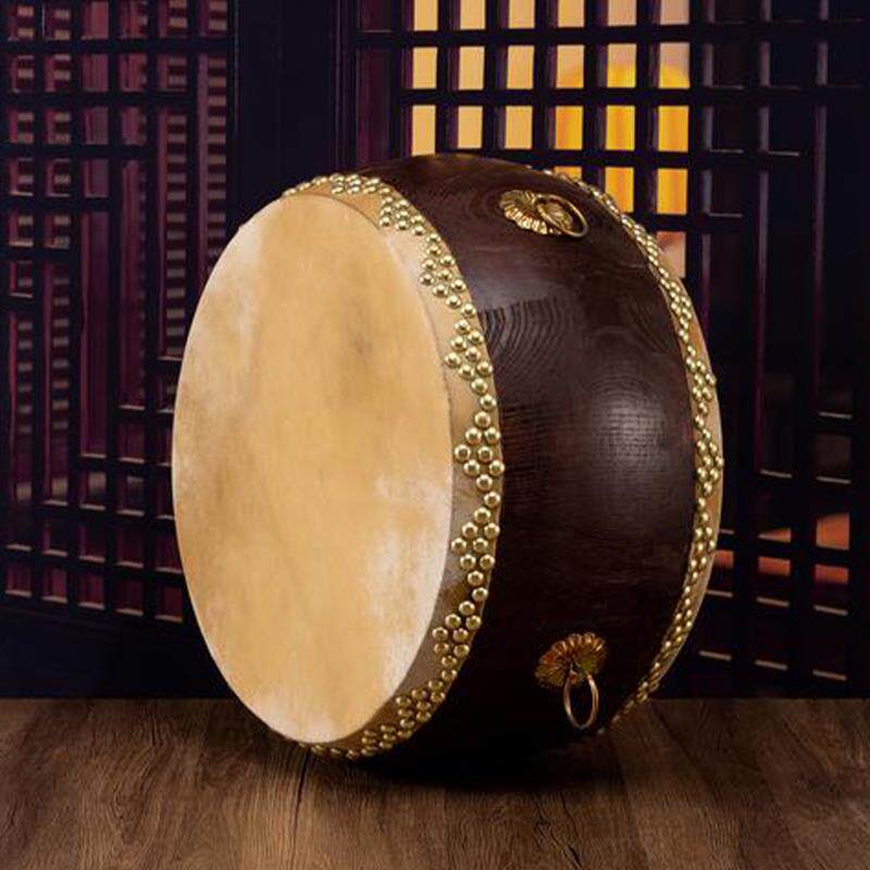 正宗椿木牛皮鼓黄牛皮白茬锣鼓道士寺院堂鼓中国红木质高音扁鼓