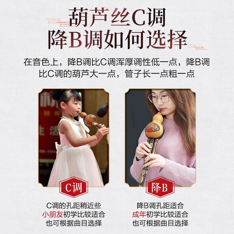 紫竹葫芦丝乐器C调降B调小学生专用防摔胡芦丝中学生专业演奏儿童