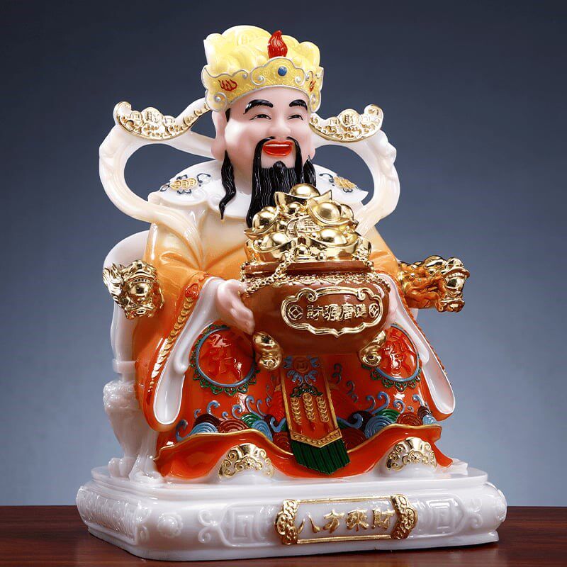 文财神爷摆件居家用供奉手工彩绘八方来财仿汉白玉招财树脂佛像神