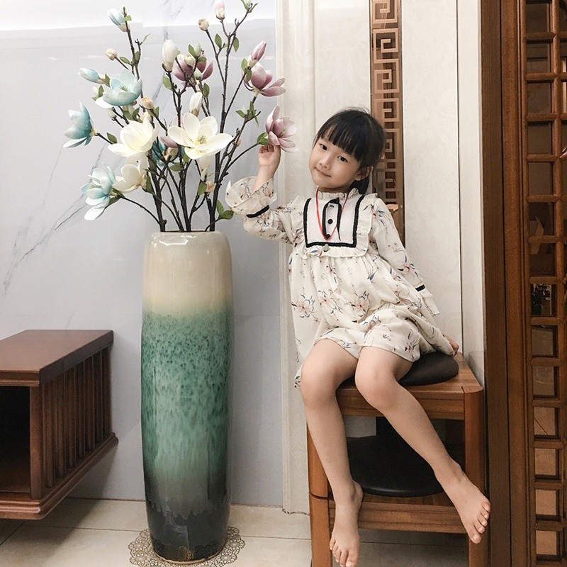 新中式电视柜陶瓷落地花瓶大号客厅高瓶子插花摆件大干花装饰现代