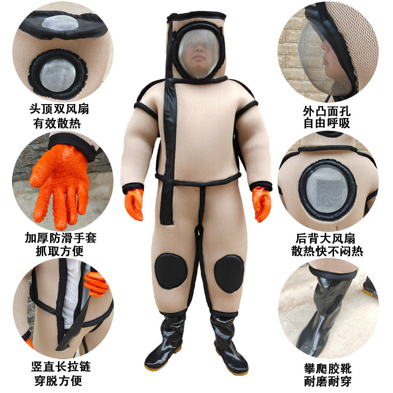马蜂服防蜂服马蜂防护服连体马蜂衣捉金环虎头专用透气加厚2公分