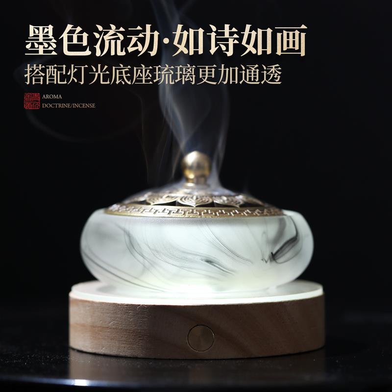 水墨琉璃香篆炉香炉家用室内熏香香道套装沉香香粉香薰炉茶道摆件